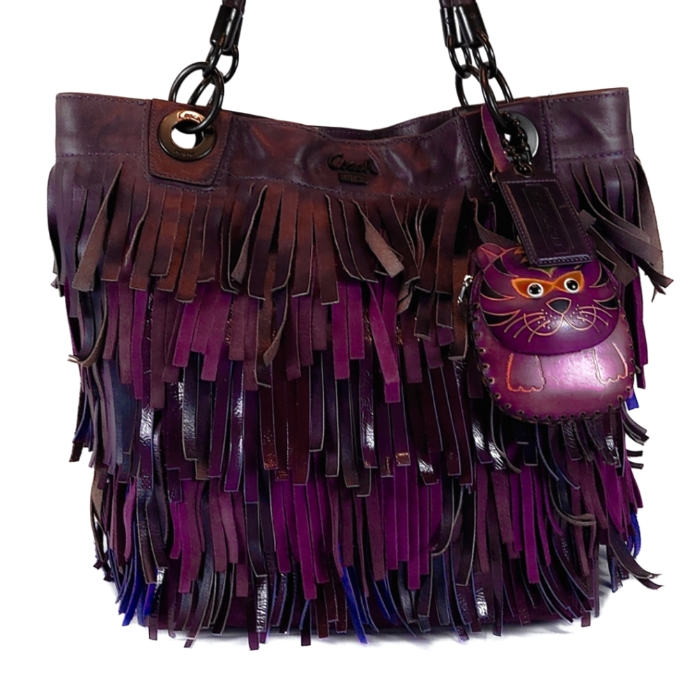 R-A-R-E! COACH LTD ED/XLG/HTF FRINGED LEATHER TOTE.